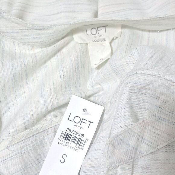 Loft Women's Long Sleeve Heather Grey Ivory Button Up Relax Fit Office Sz Small - Picture 7 of 7